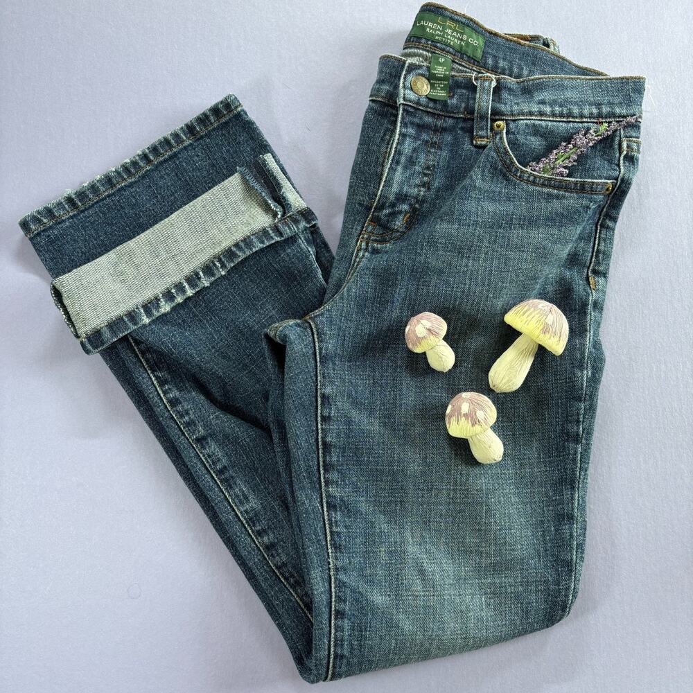 Ralph Lauren LRL Jeans Co. Womens Classic Bootcut Blue Denim Jeans Sz Petite 4